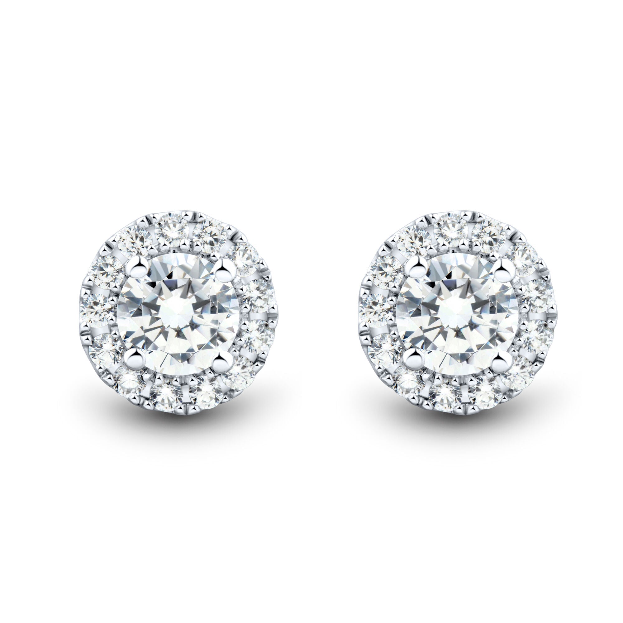 1 CTW AGI Certified Lab Grown Diamond Halo Stud Earrings in 14K White Gold (F-G/VS)-0