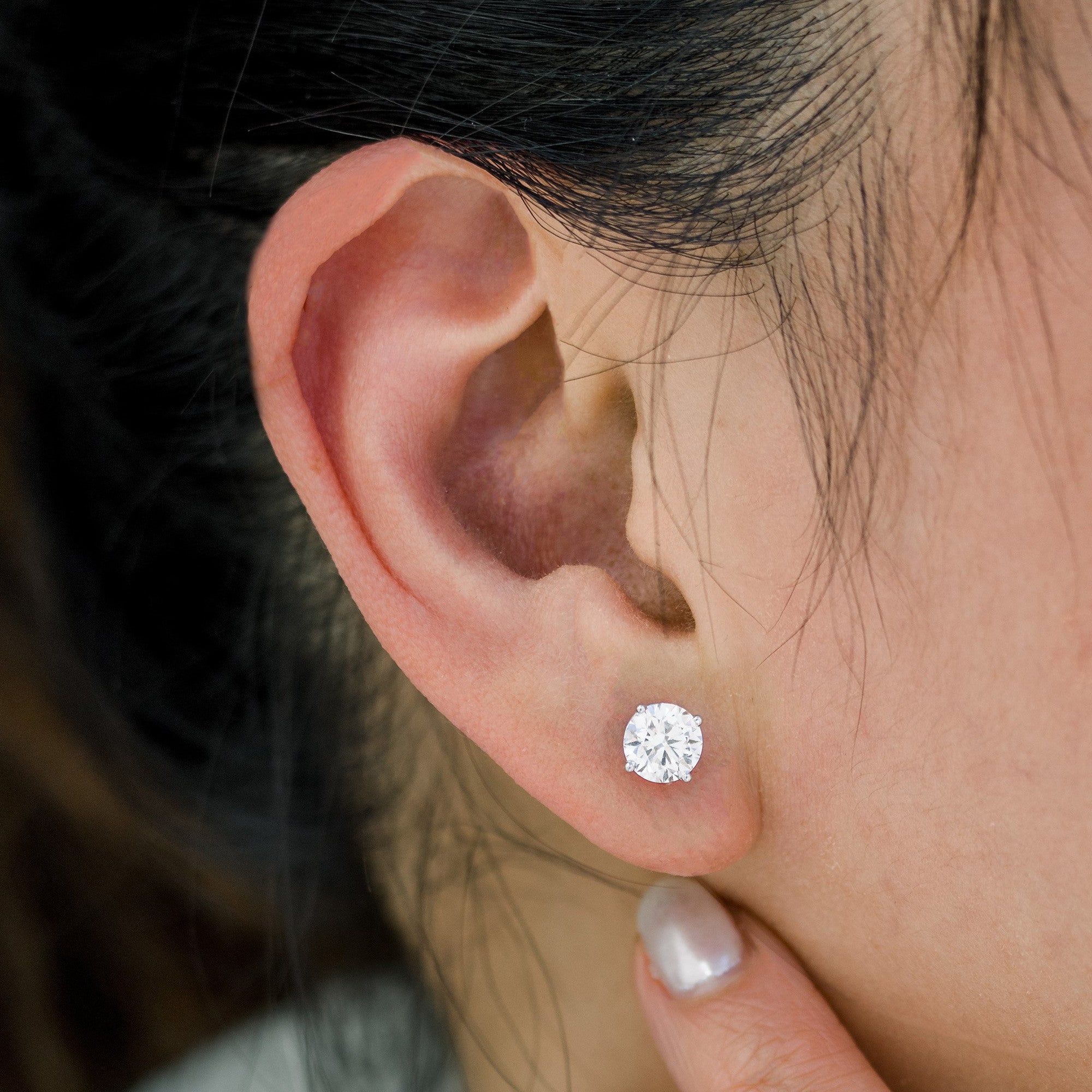 2.50 CTW AGI Certified Lab-Grown Diamond Stud Earrings in 14K White Gold – G Color, VS Clarity-3