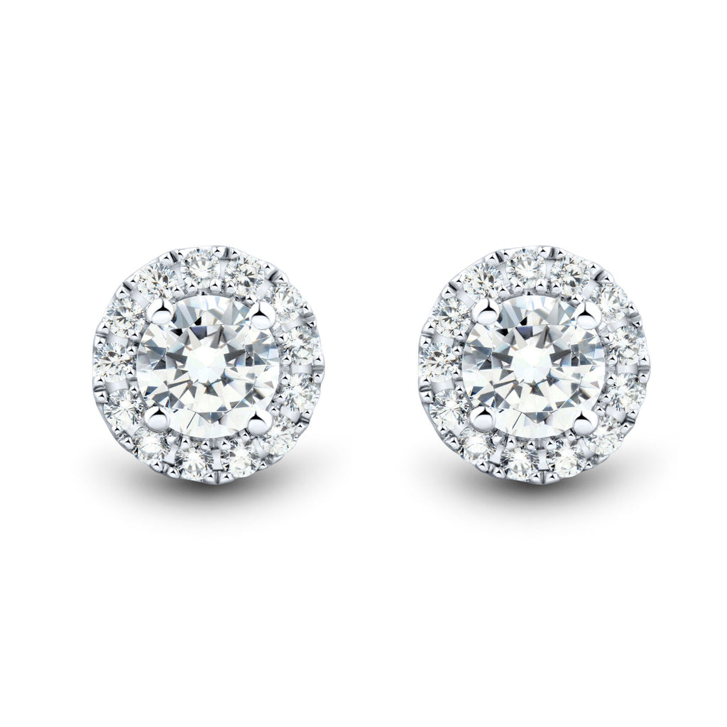 2 CTW AGI Certified Lab Grown Diamond Halo Earrings in 14K White Gold-2