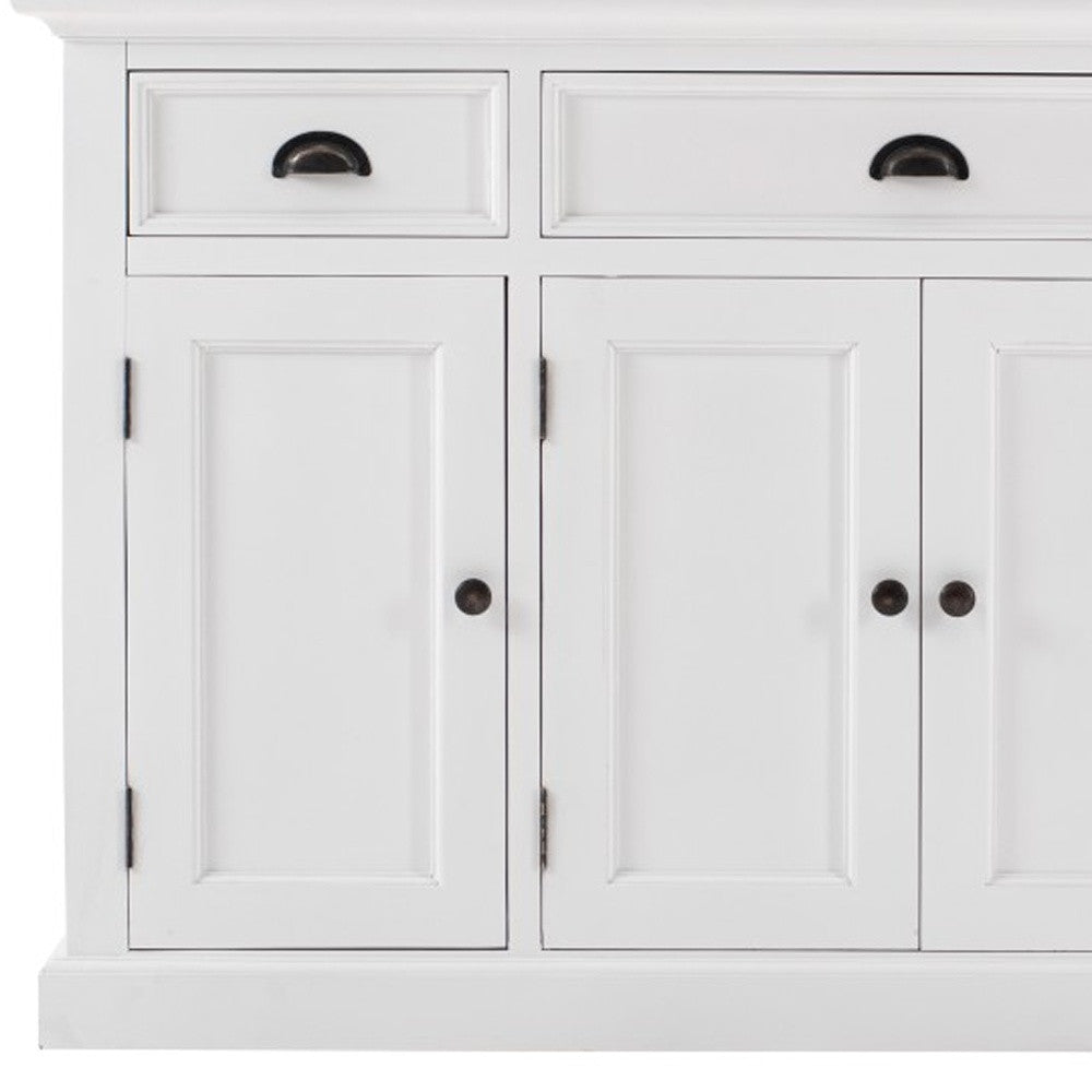 57" White Solid Wood Three Drawer Sideboard-5