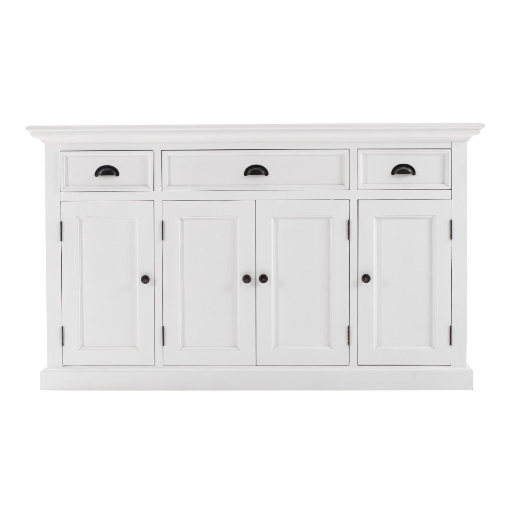 57" White Solid Wood Three Drawer Sideboard-6