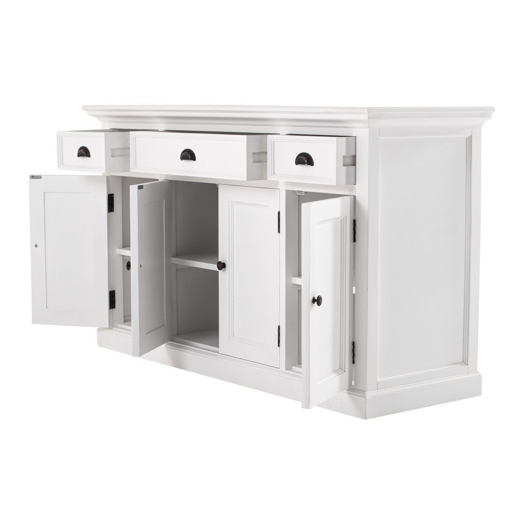 57" White Solid Wood Three Drawer Sideboard-2