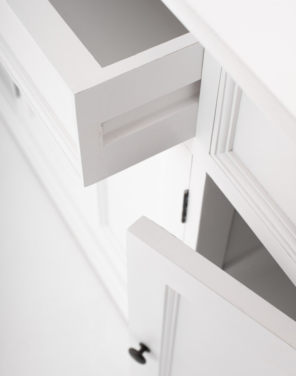 57" White Solid Wood Three Drawer Sideboard-8