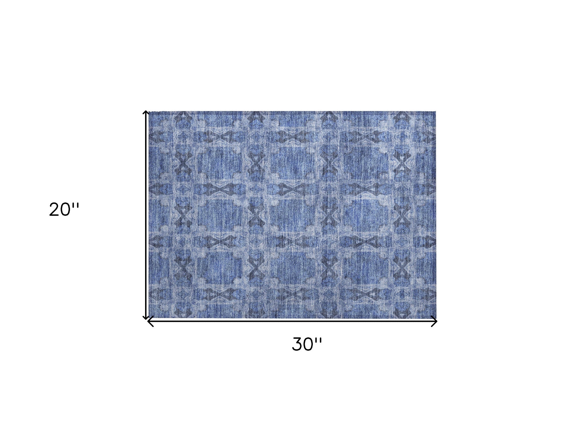 2' X 3' Denim Blue and Gray Floral Medallion Washable Non Skid Indoor Outdoor Area Rug-2