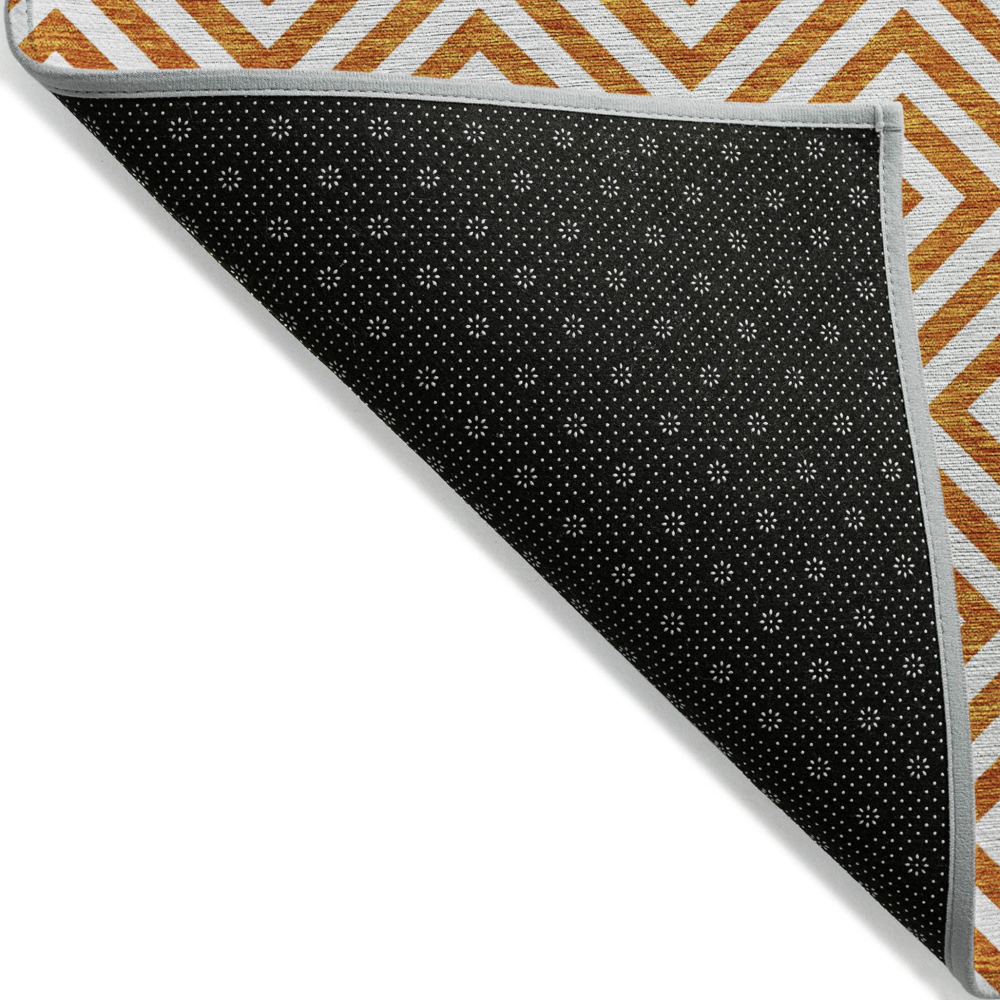 5' X 8' Orange And Ivory Geometric Washable Indoor Outdoor Area Rug-2