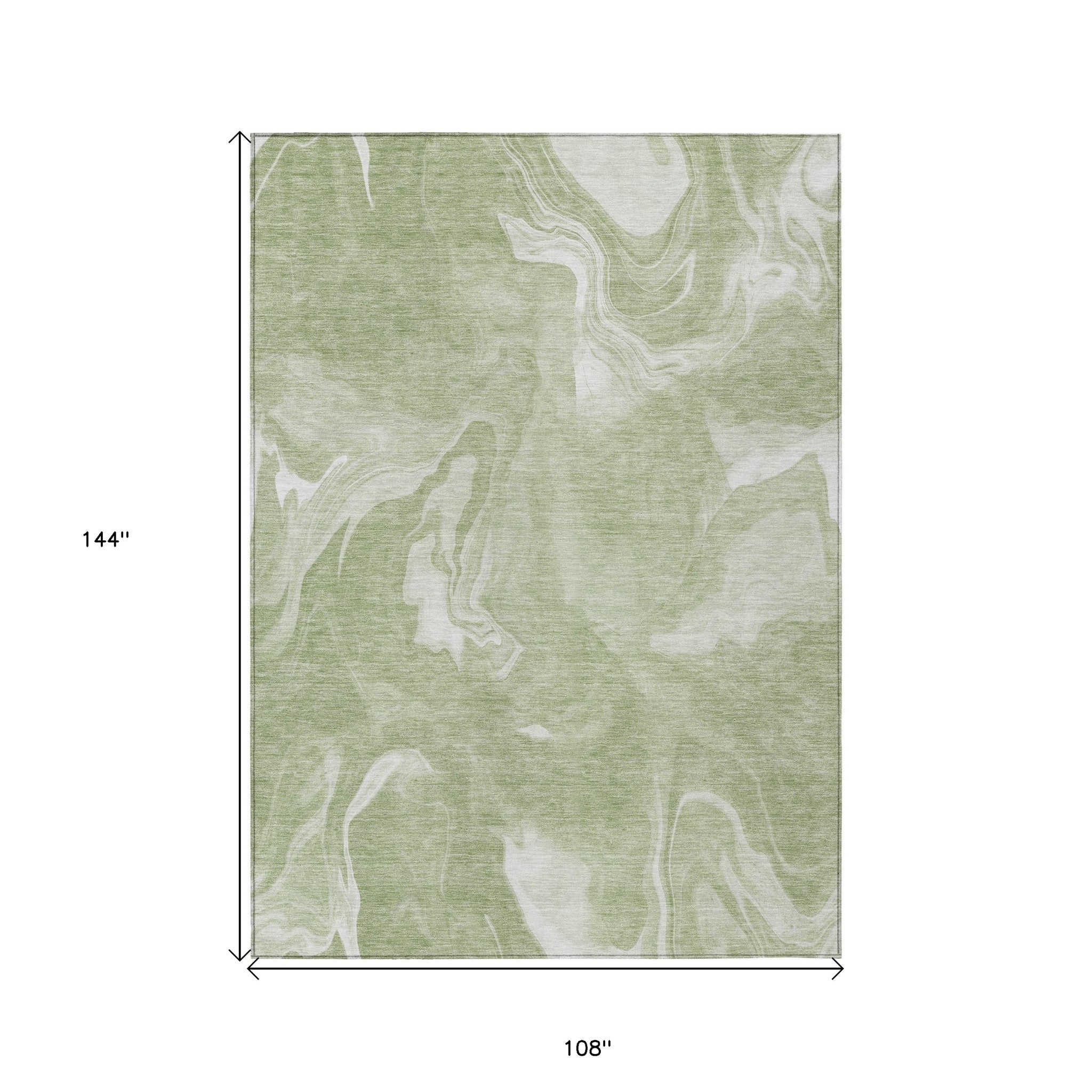 9' X 12' Artichoke Green Fern Green And Ivory Abstract Washable Indoor Outdoor Area Rug-2