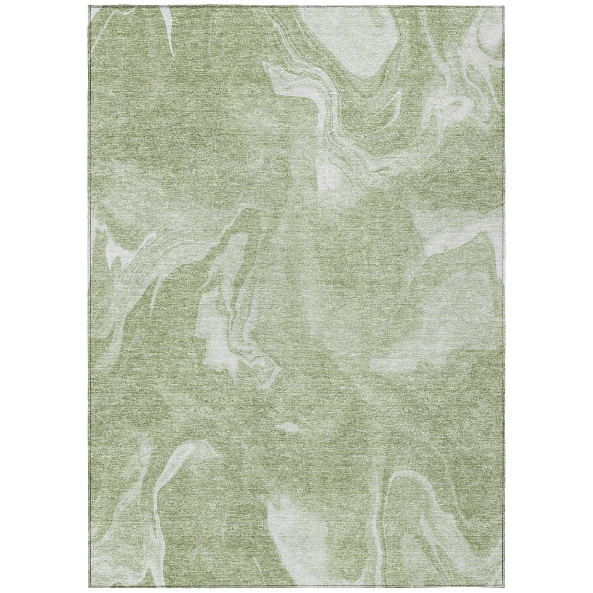 9' X 12' Artichoke Green Fern Green And Ivory Abstract Washable Indoor Outdoor Area Rug-1