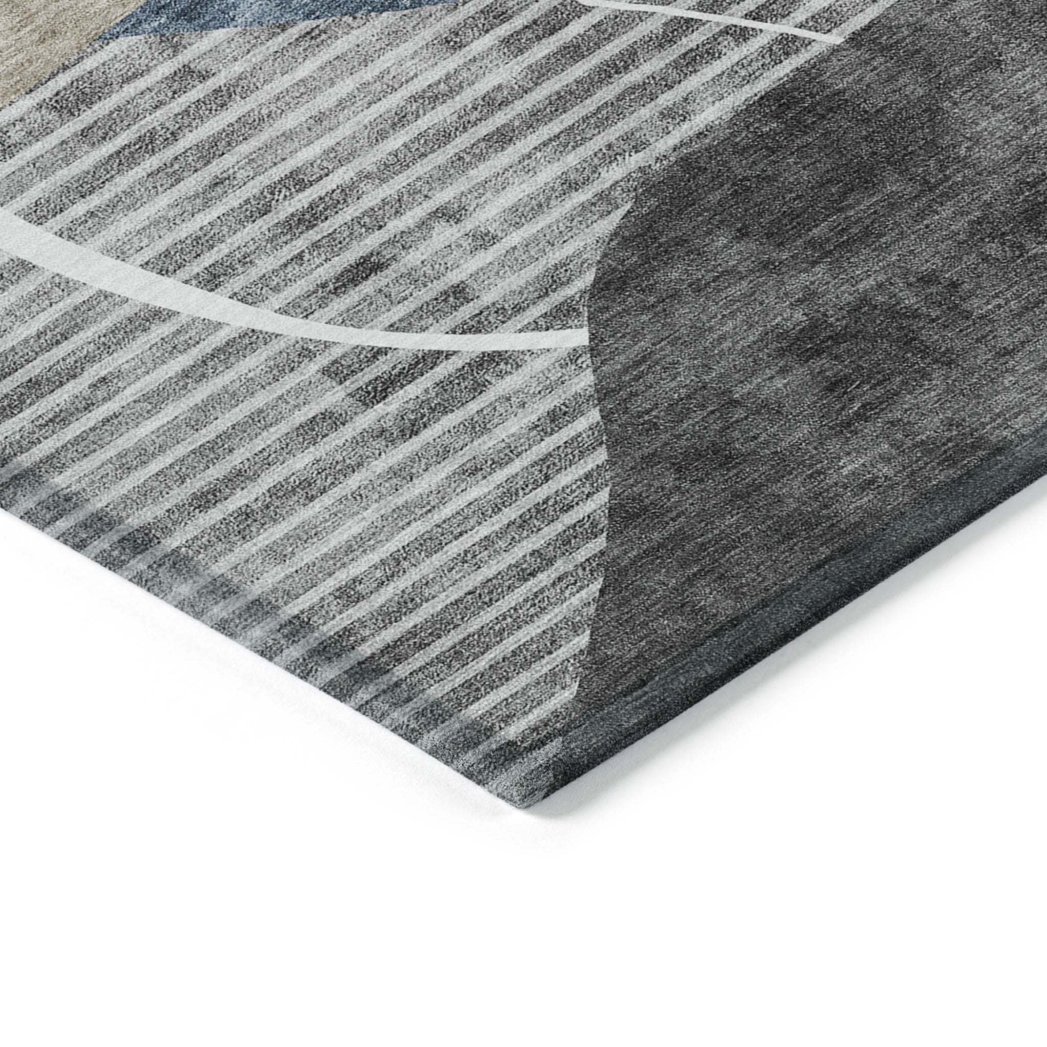 10' X 14' Blue Gray And Charcoal Abstract Washable Indoor Outdoor Area Rug-4
