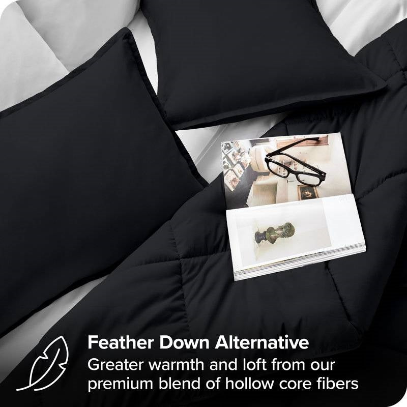 King/Cal King size Luxuriously Soft Down Alternative Comforter Set in Black-3