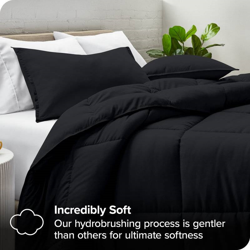 King/Cal King size Luxuriously Soft Down Alternative Comforter Set in Black-4