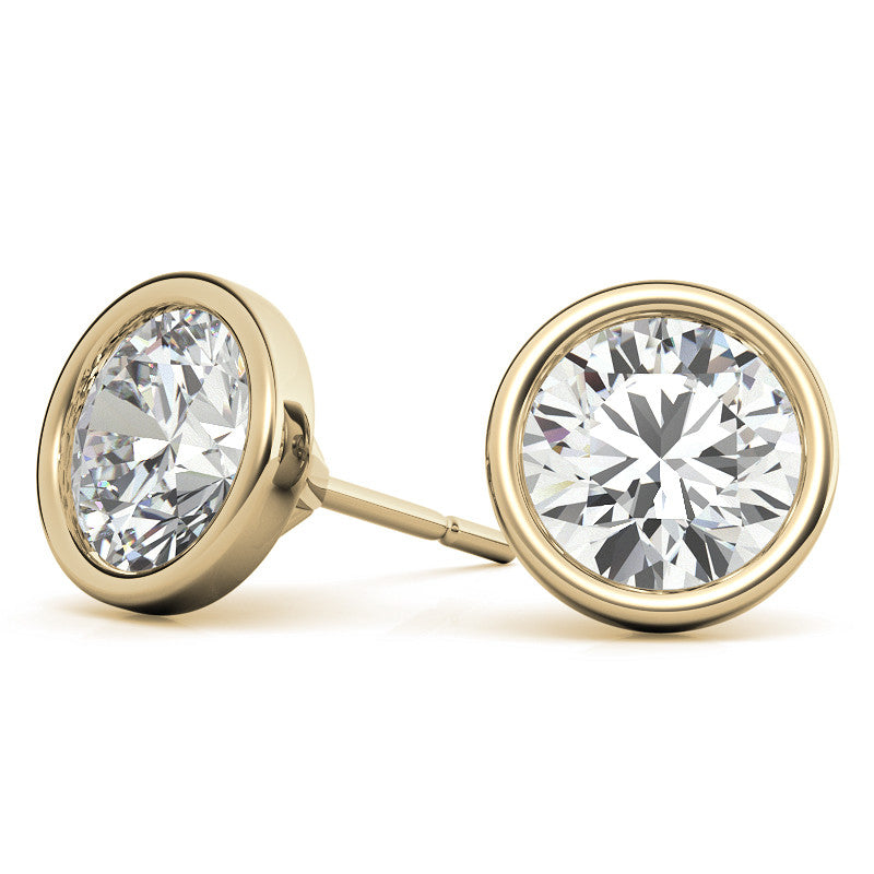 4.00 CTW Lab Grown Diamond Bezel Stud Earrings in 14K White or Yellow Gold-4