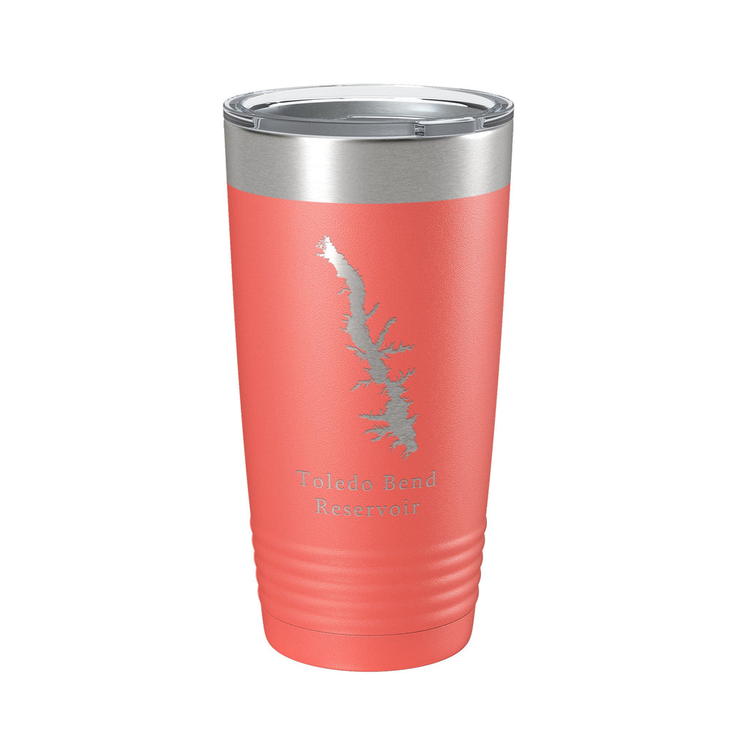 Toledo Bend Reservoir Tumbler Lake Map Travel Mug Insulated Laser Engraved Coffee Cup Louisiana Texas 20 oz-20