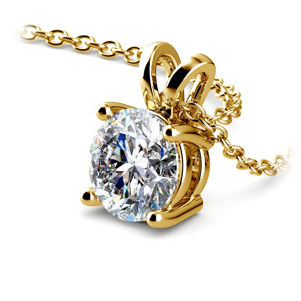 0.5/ 0.75 Ctw Prong Set Round Diamond Pendant In White /Yellow Gold G-VS-3