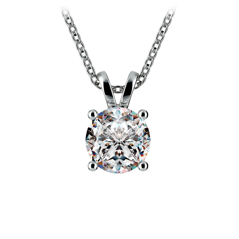 0.5/ 0.75 Ctw Prong Set Round Diamond Pendant In White /Yellow Gold G-VS-1