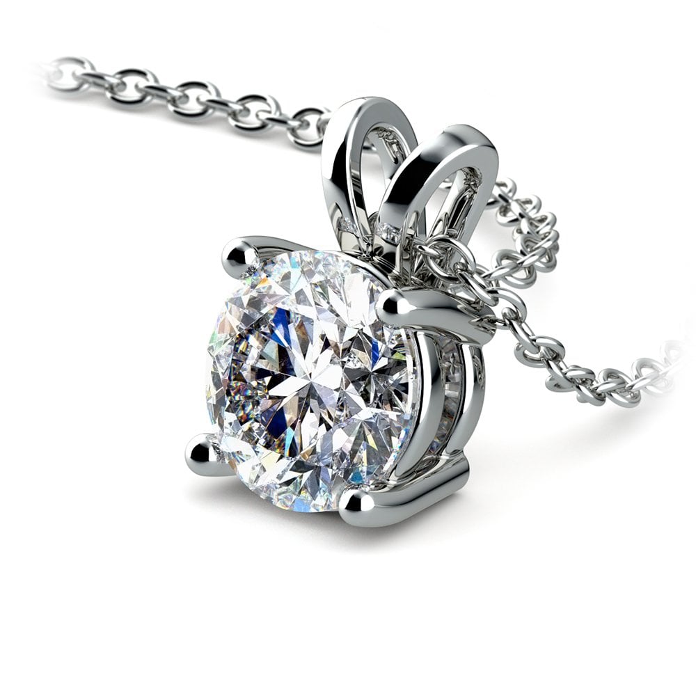 0.5/ 0.75 Ctw Prong Set Round Diamond Pendant In White /Yellow Gold G-VS-0