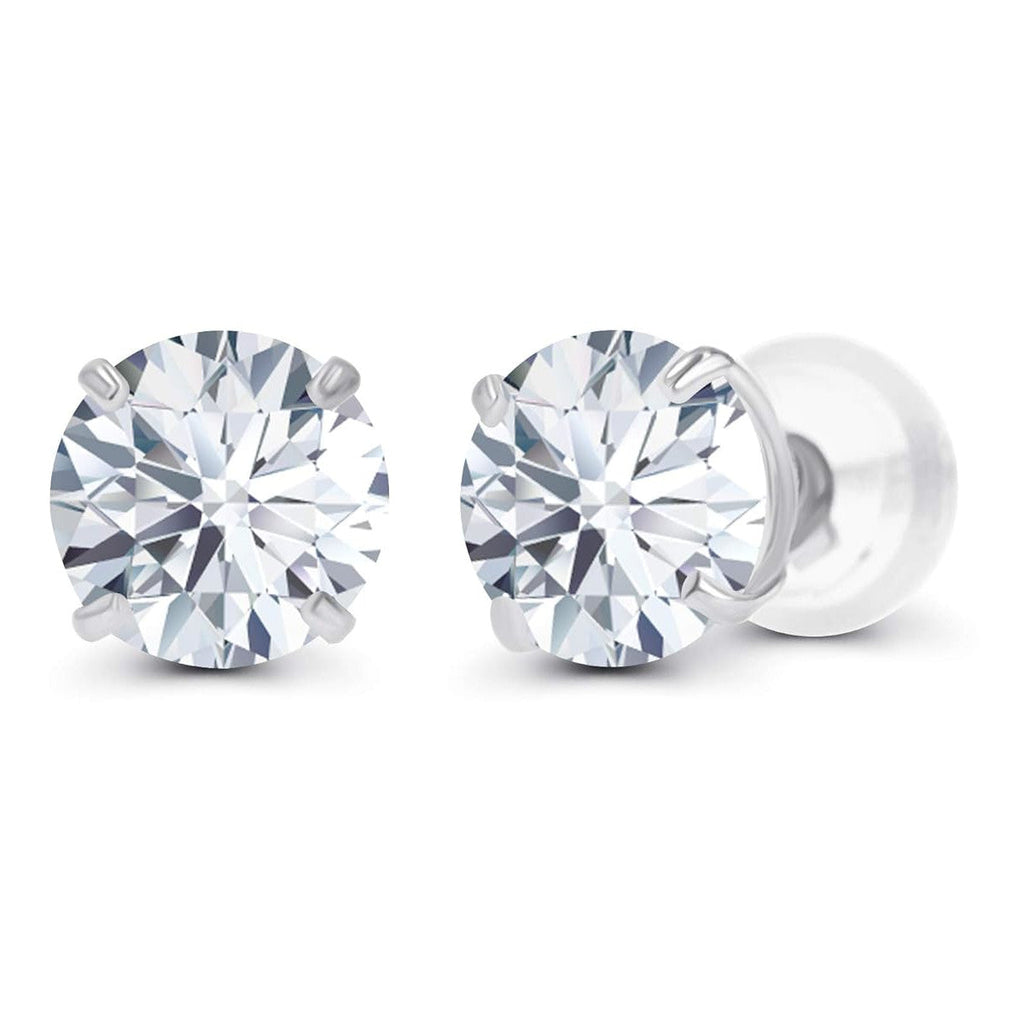 2.50 CTW Created Moissanite Stud Earrings in 14K White Gold -  F-G Color, VS Clarity, Handcrafted USA-0