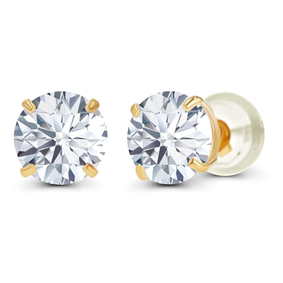 2CTW Created Moissanite Stud Earrings (G-VS) in Choice of 14K White Gold or Yellow Gold-3