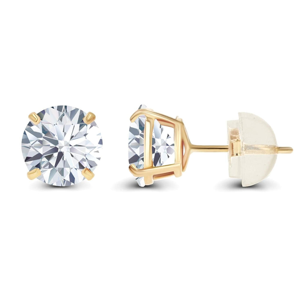 2.50 CTW Created Moissanite Stud Earrings in 14K Yellow Gold, Handcrafted in USA - F-G Color, VS Clarity-1