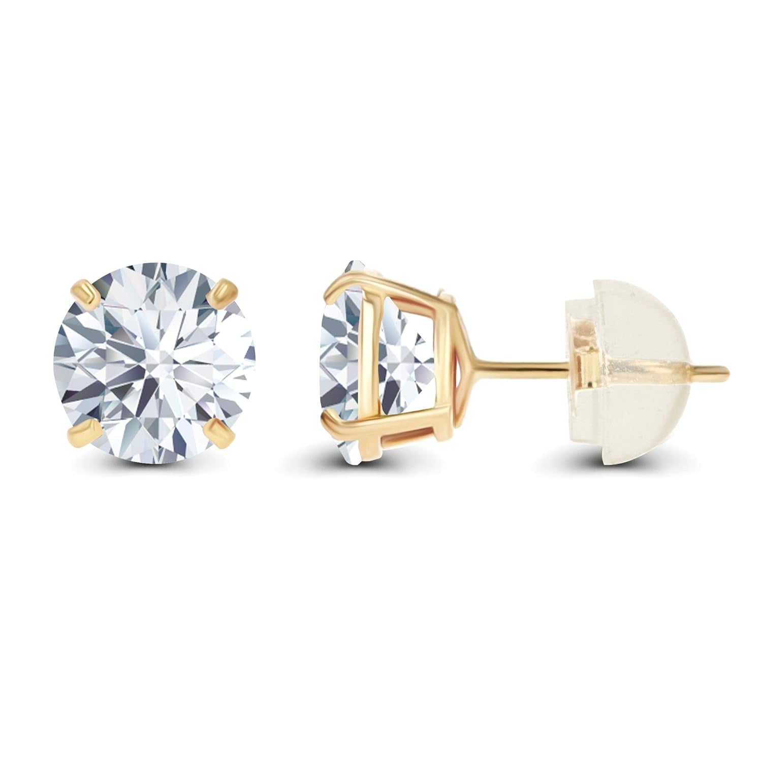 2.50 CTW Created Moissanite Stud Earrings in 14K Yellow Gold, Handcrafted in USA - F-G Color, VS Clarity-1
